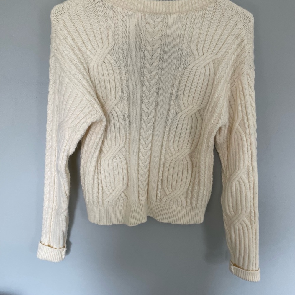 Cream and Black Crew Neck Sweater with Iconic Logo - Picture 3 of 4